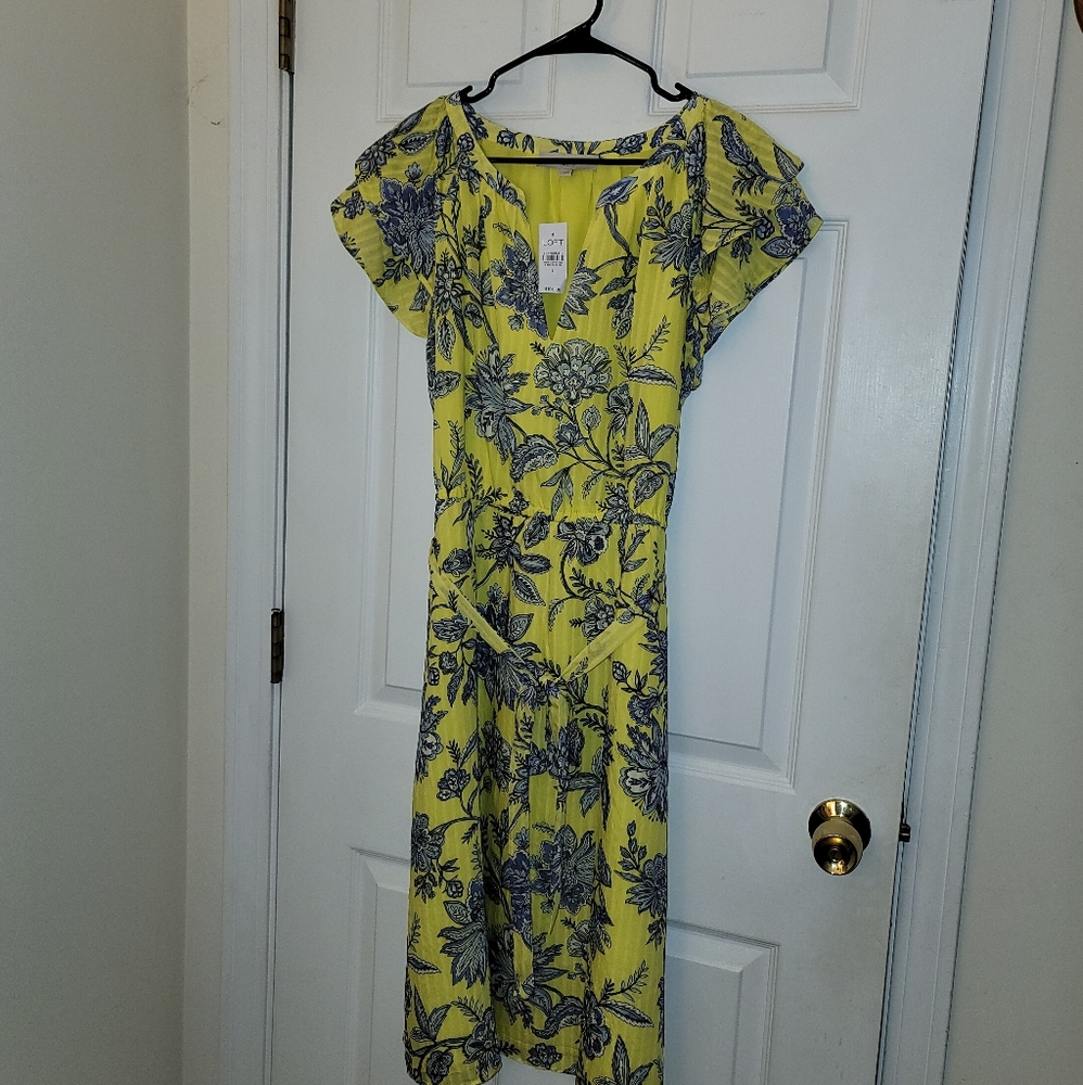 Loft Trellis Garden Midi Dress with tags